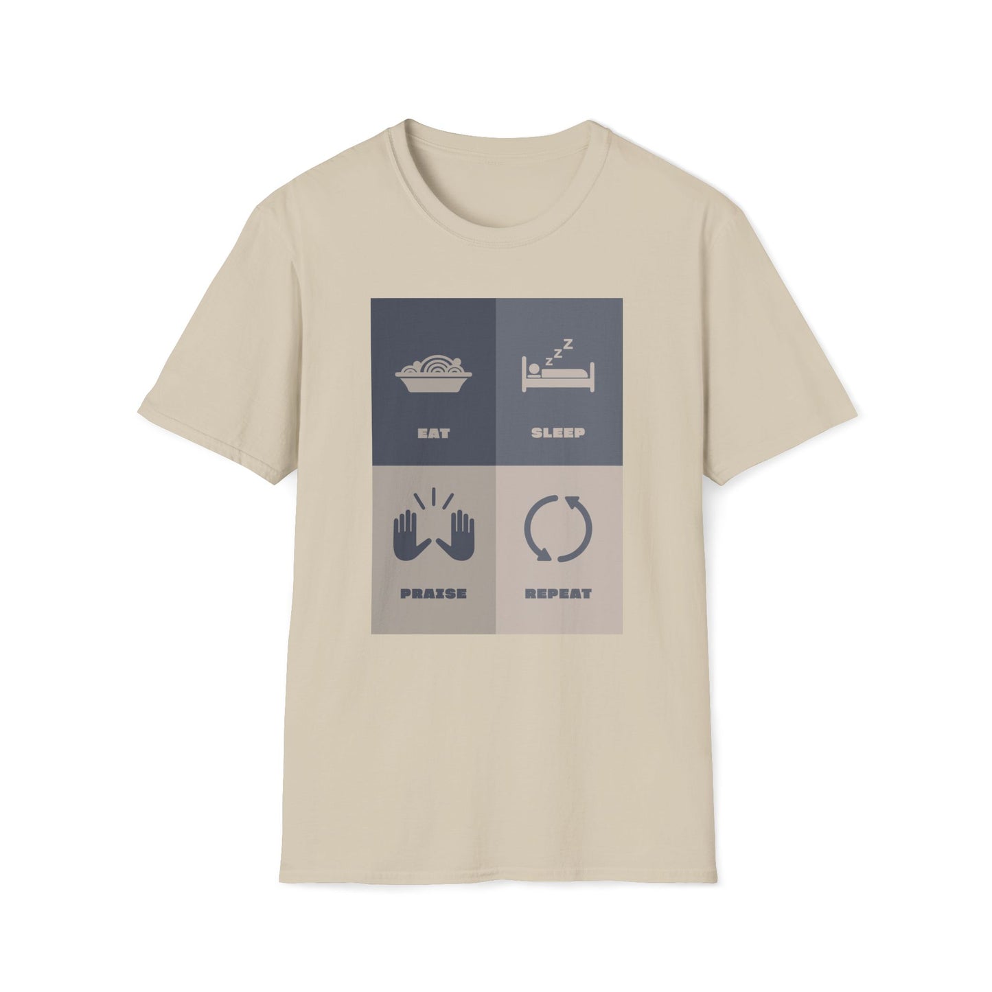 Eats Sleep Praise Repeat T-shirt V
