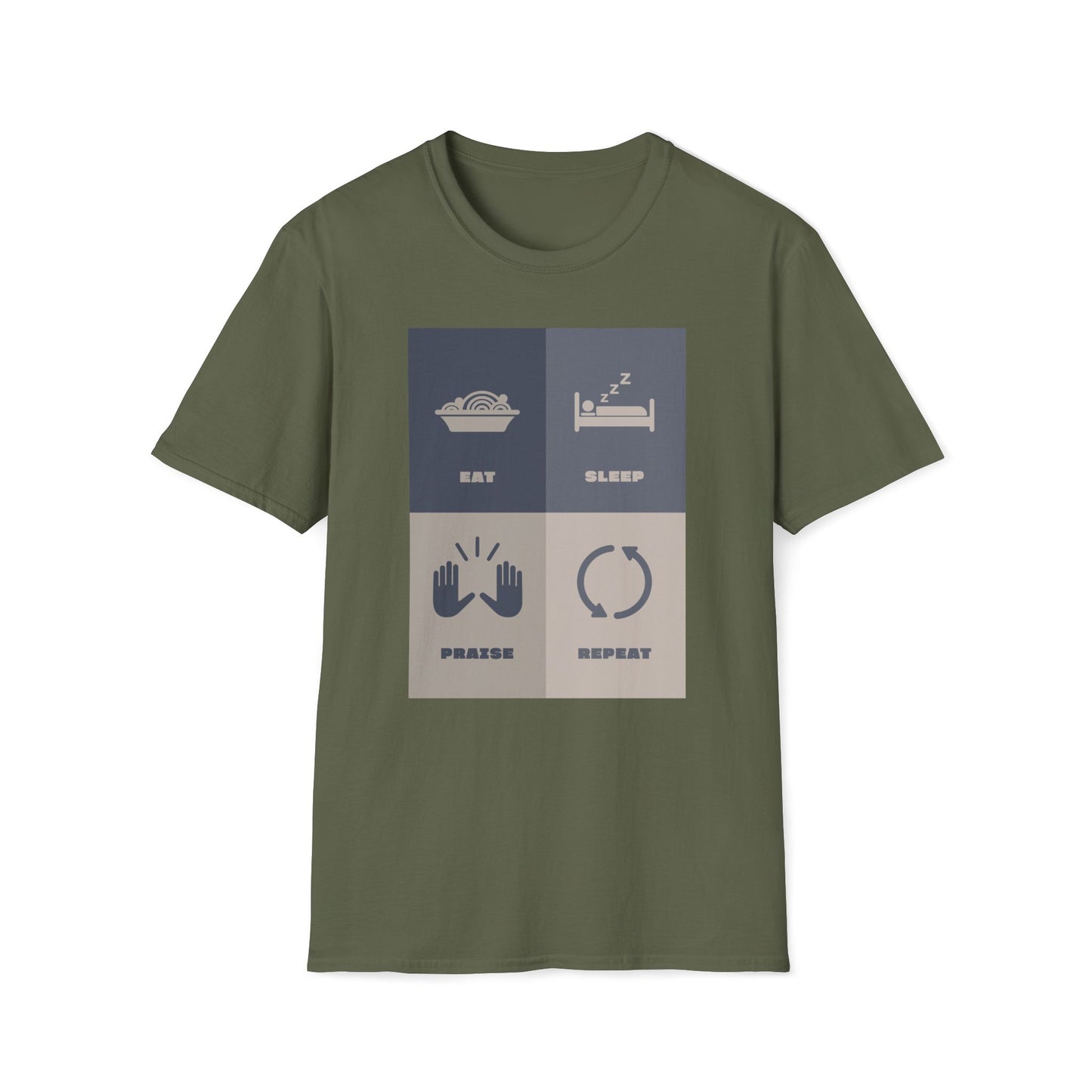 Eats Sleep Praise Repeat T-shirt V
