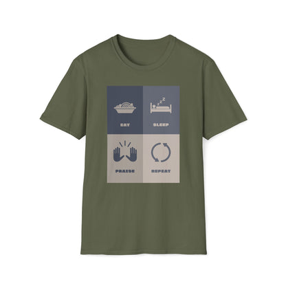 Eats Sleep Praise Repeat T-shirt V