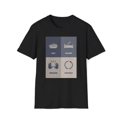 Eats Sleep Praise Repeat T-shirt V