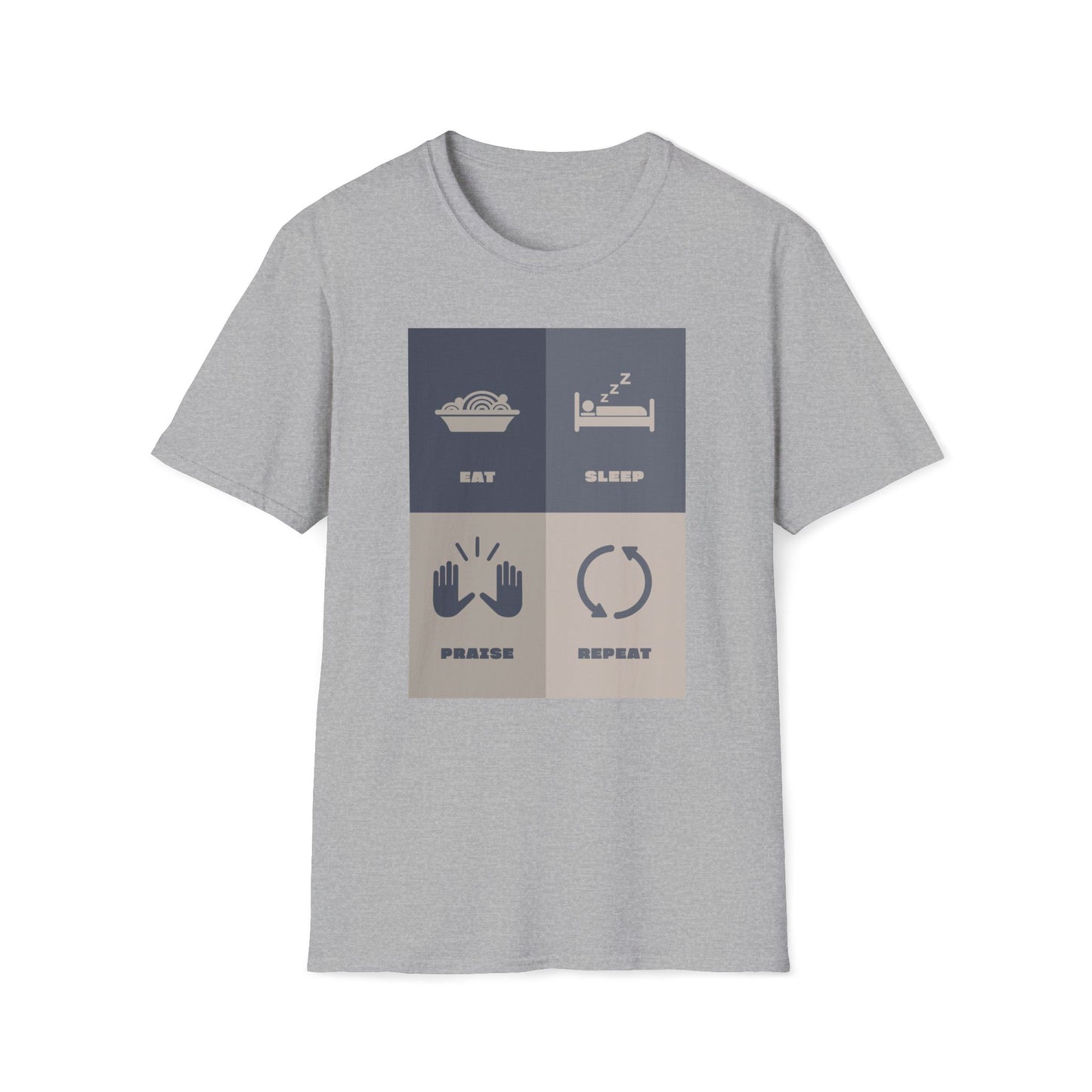 Eats Sleep Praise Repeat T-shirt V