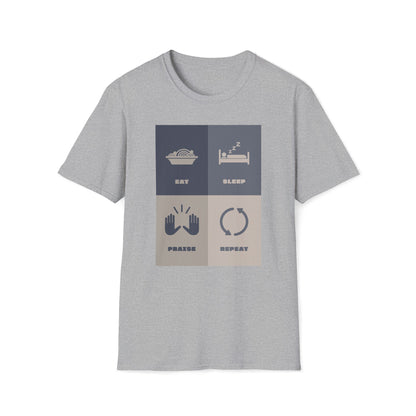 Eats Sleep Praise Repeat T-shirt V