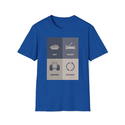 Eats Sleep Praise Repeat T-shirt V