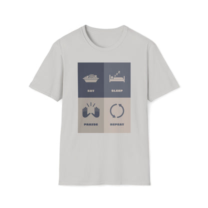 Eats Sleep Praise Repeat T-shirt V
