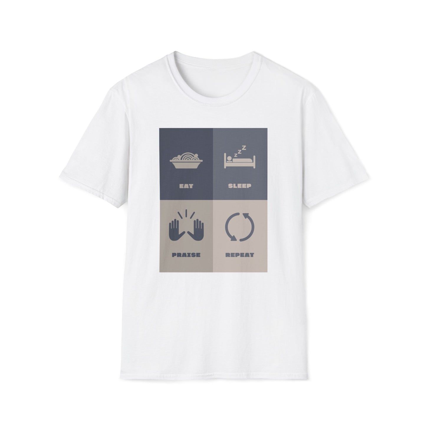 Eats Sleep Praise Repeat T-shirt V