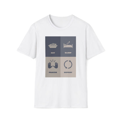 Eats Sleep Praise Repeat T-shirt V