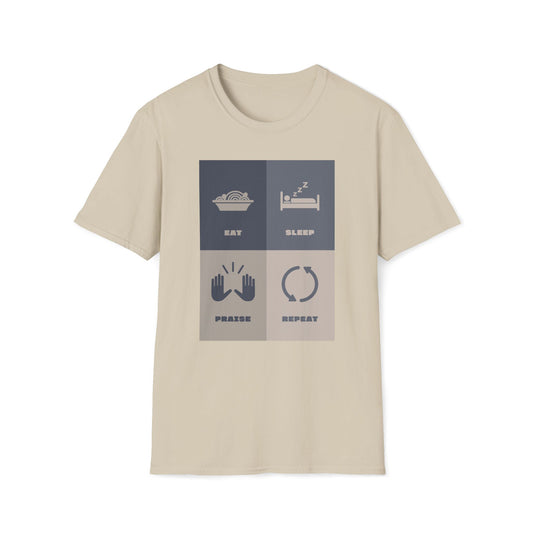 Eats Sleep Praise Repeat T-shirt V