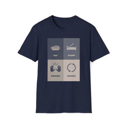 Eats Sleep Praise Repeat T-shirt V