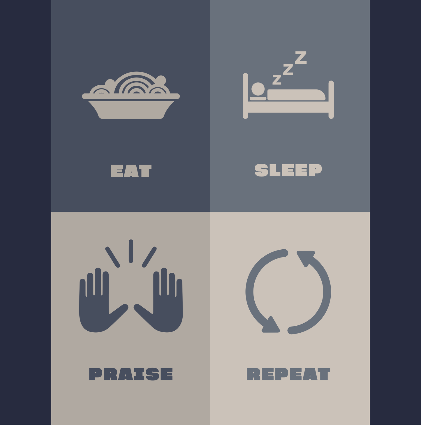 Eats Sleep Praise Repeat T-shirt V